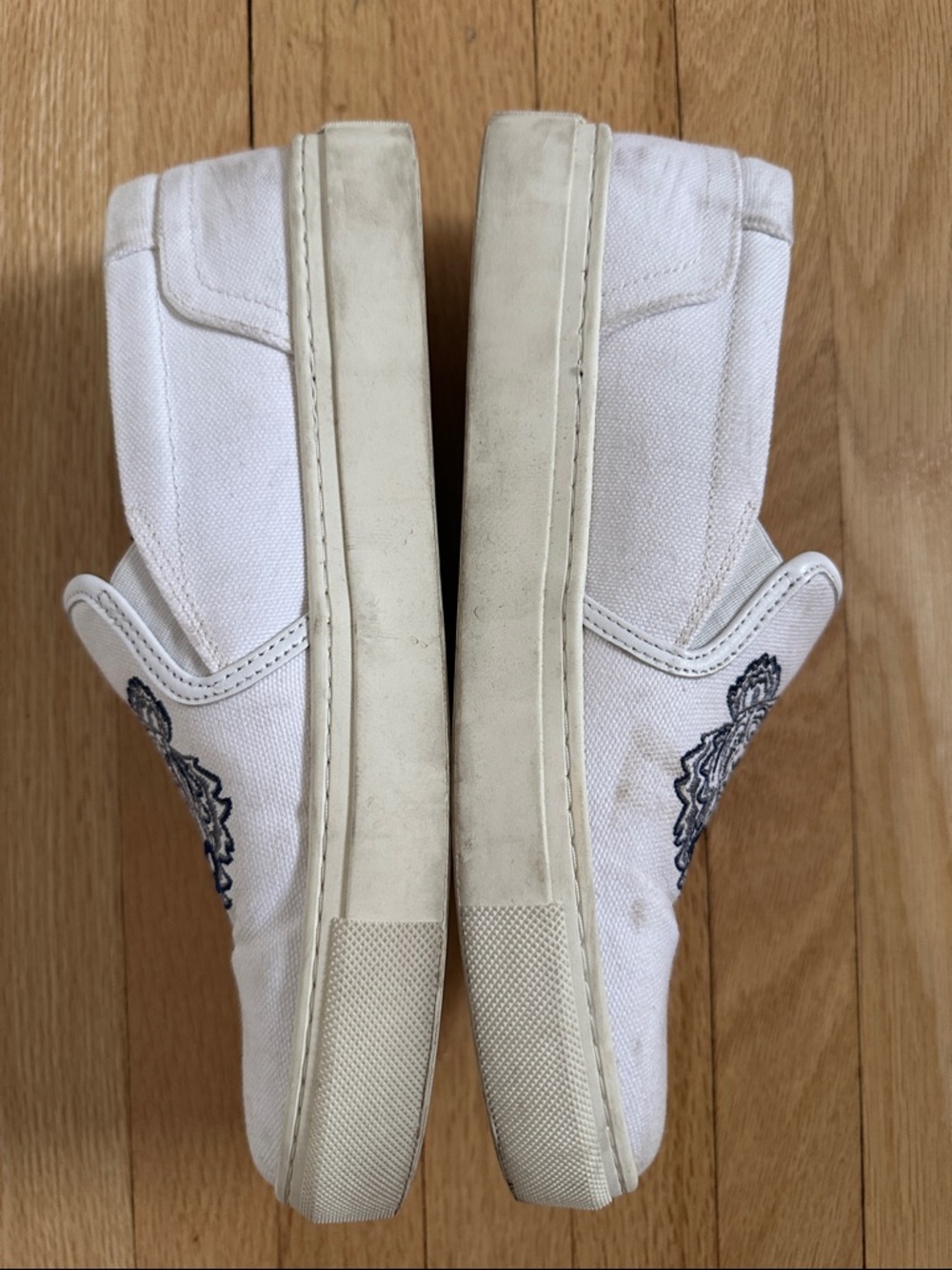 Kenzo Paris white slip-on canvas sneakers with navy embroidered tiger size 8 - Picture 2 of 10